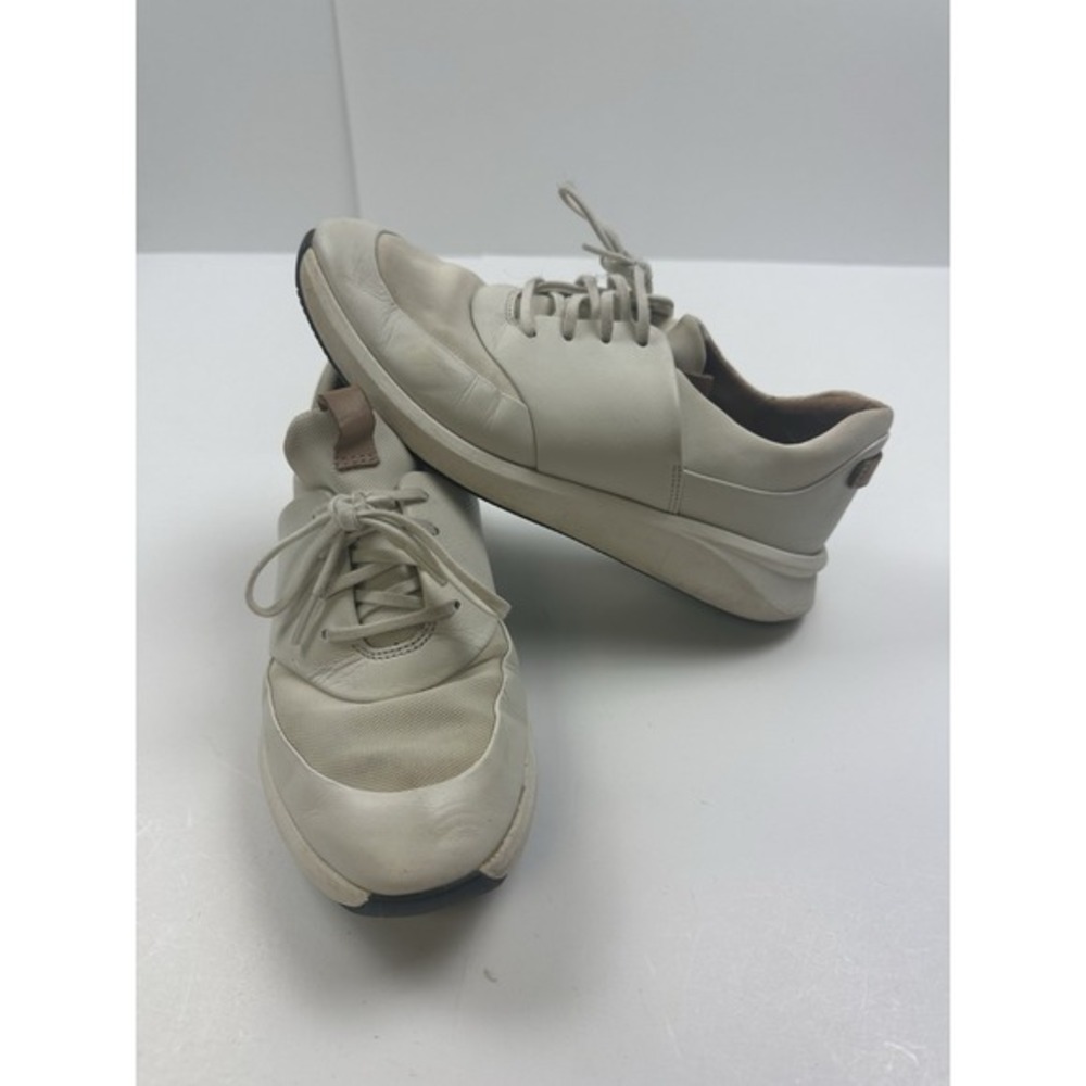 Clarks Unstructured Shoes Womens Size 8 White‎ Leather Sneaker